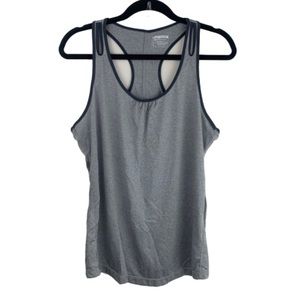 gray racerback athletic workout performance tank top